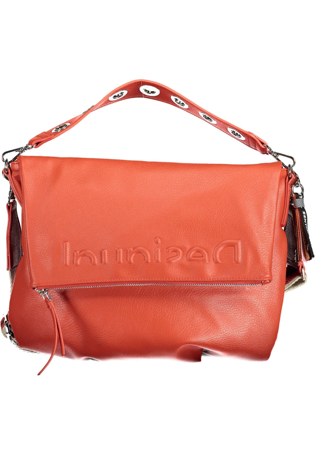Chic Red Contrasting Detail Satchel