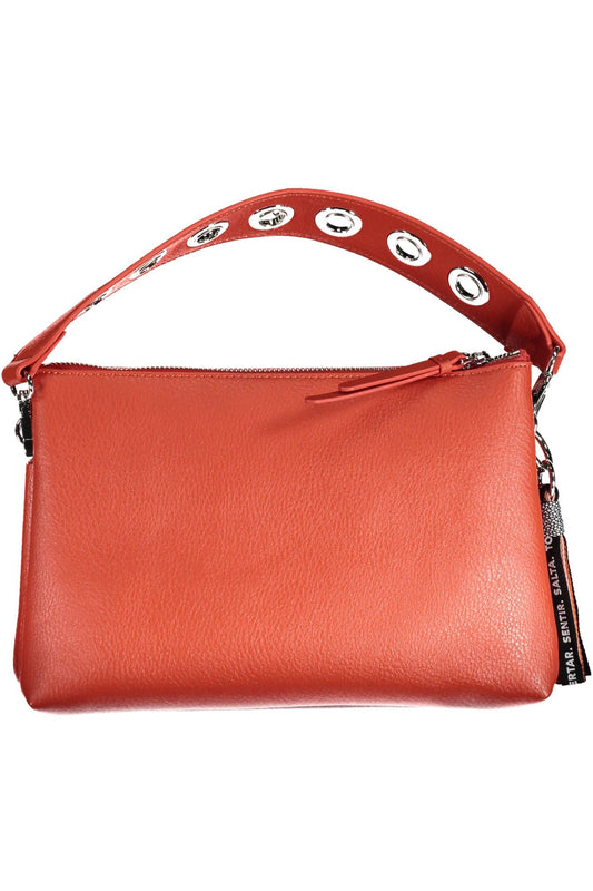 Vibrant Red Polyurethane Handbag With Logo Detail