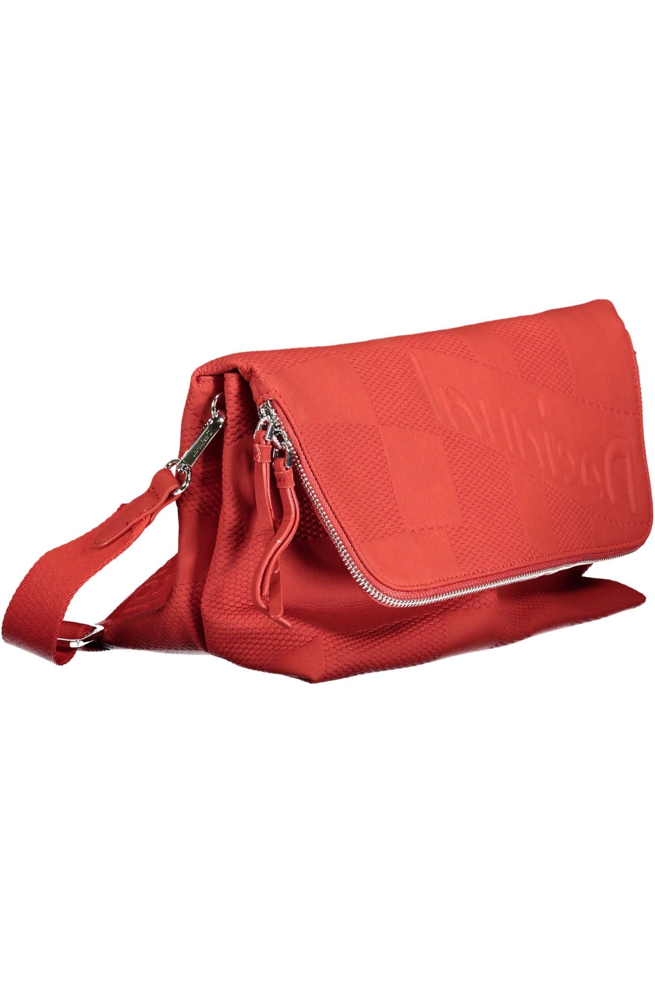 Chic Red Polyurethane Handbag with Multiple Compartments