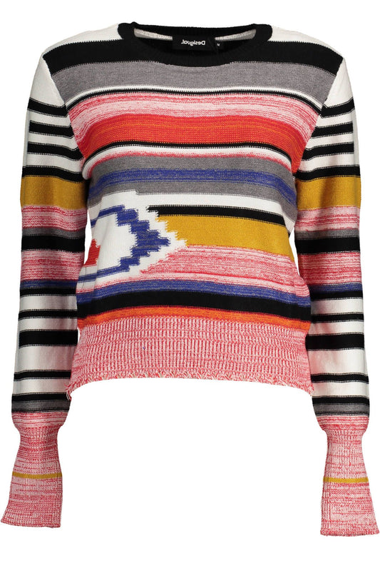 Chic Pink Round Neck Sweater with Contrasting Detail