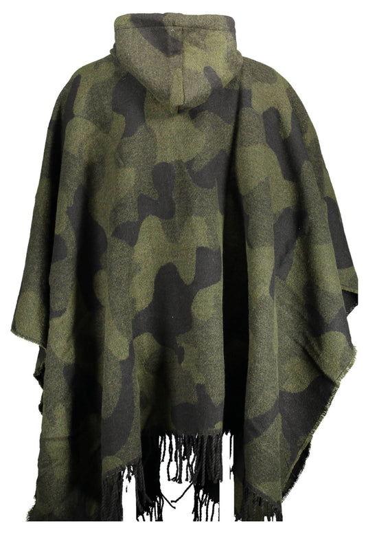 Chic Contrasting Poncho with Hood and Zip Details