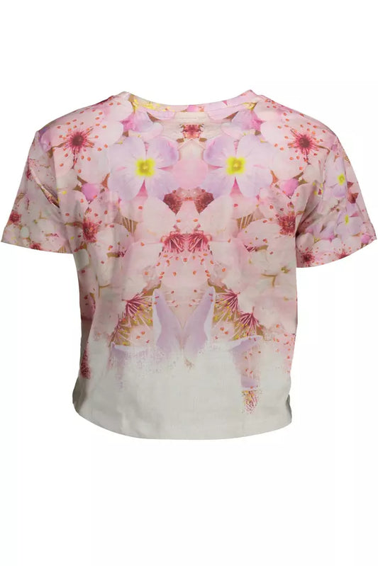 Chic Pink Embroidered Cotton Tee