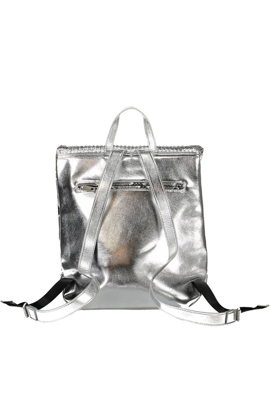 Chic Silver Backpack with Contrasting Details