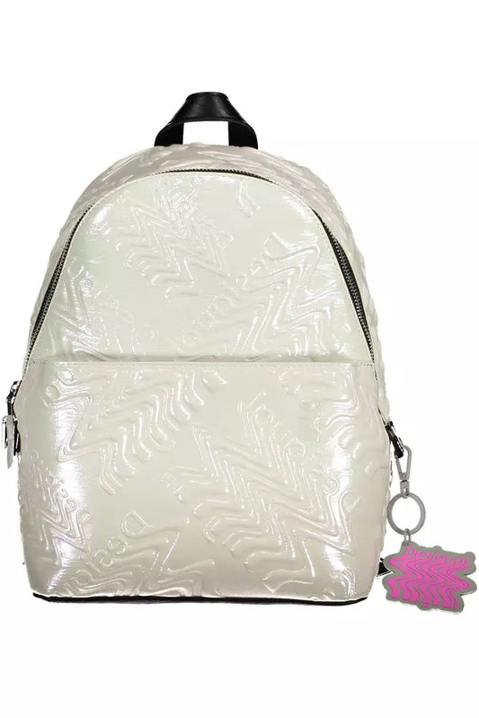 Iridescent Chic White Backpack with Contrasting Details