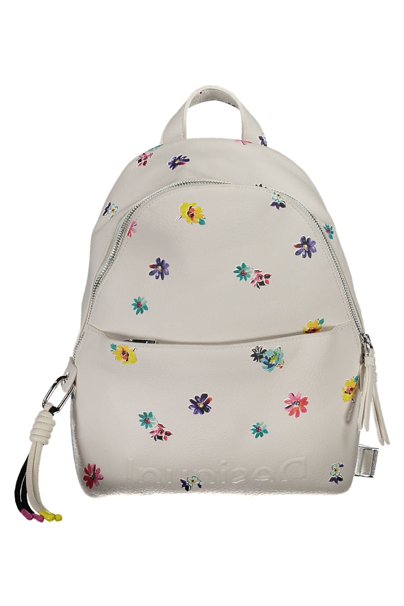 Chic White Backpack with Contrasting Details