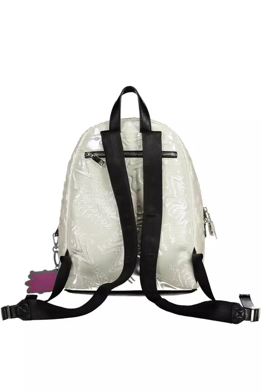 Iridescent Chic White Backpack with Contrasting Details