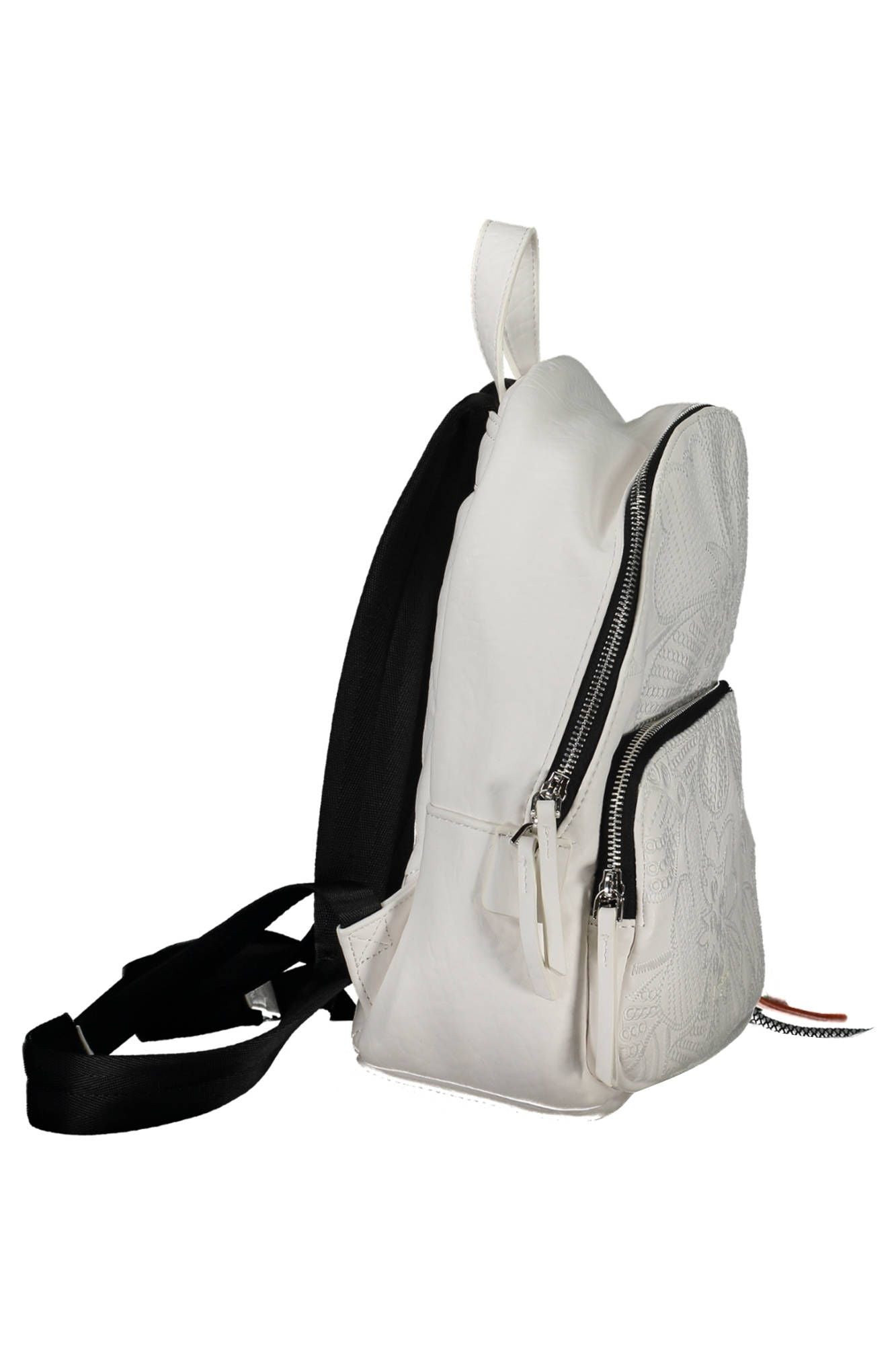 Chic White Embroidered Backpack with Logo