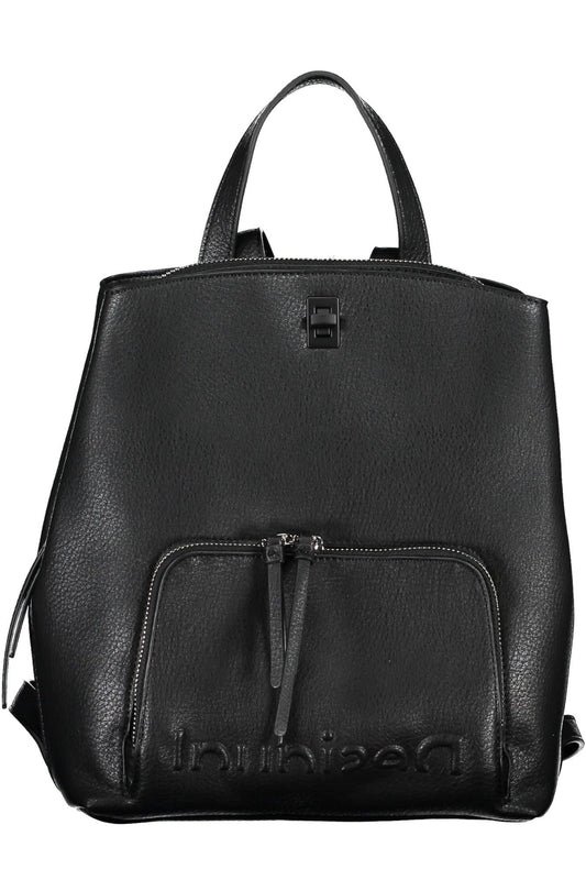 Elegant Urban Black Backpack with Multifunctional Straps