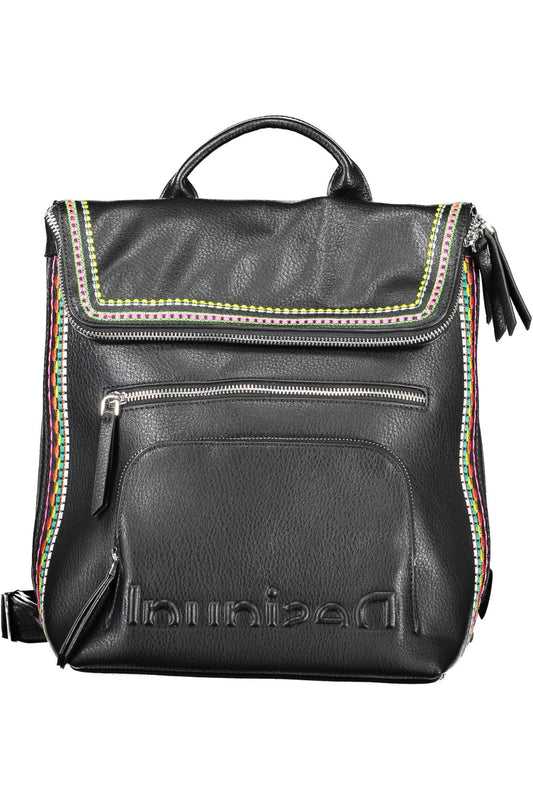 Chic Urban Embroidered Black Backpack
