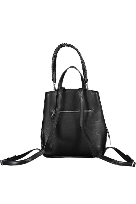 Elegant Urban Black Backpack with Multifunctional Straps