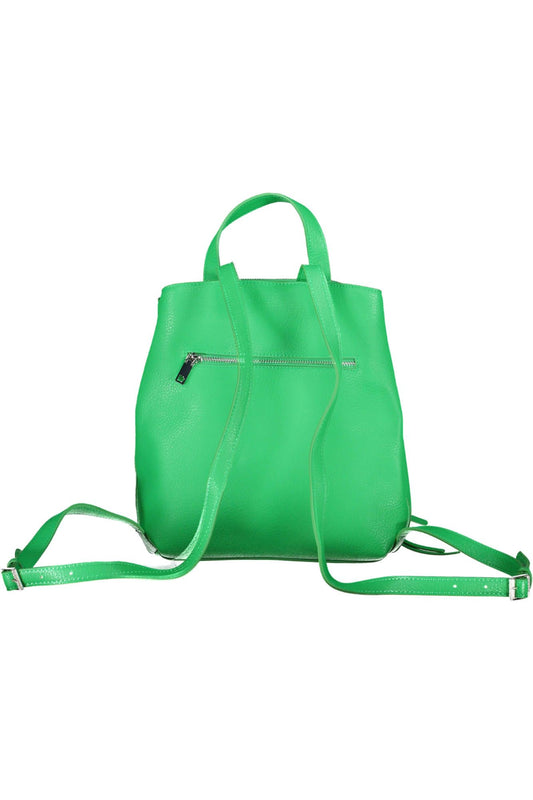 Chic Green Polyurethane Backpack for Everyday Elegance