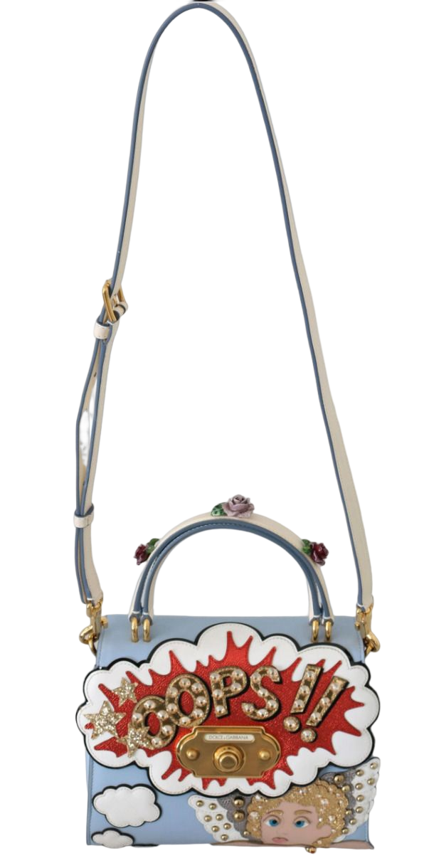 Dolce & Gabbana Blue Leather OOPS Roses Crossbody WELCOME Women's Bag
