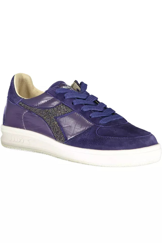 Crystal-Embellished Blue Sneakers With Contrasting Sole