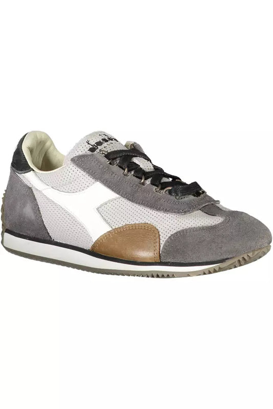 Elegant Gray Lace-Up Sneakers with Contrasting Details