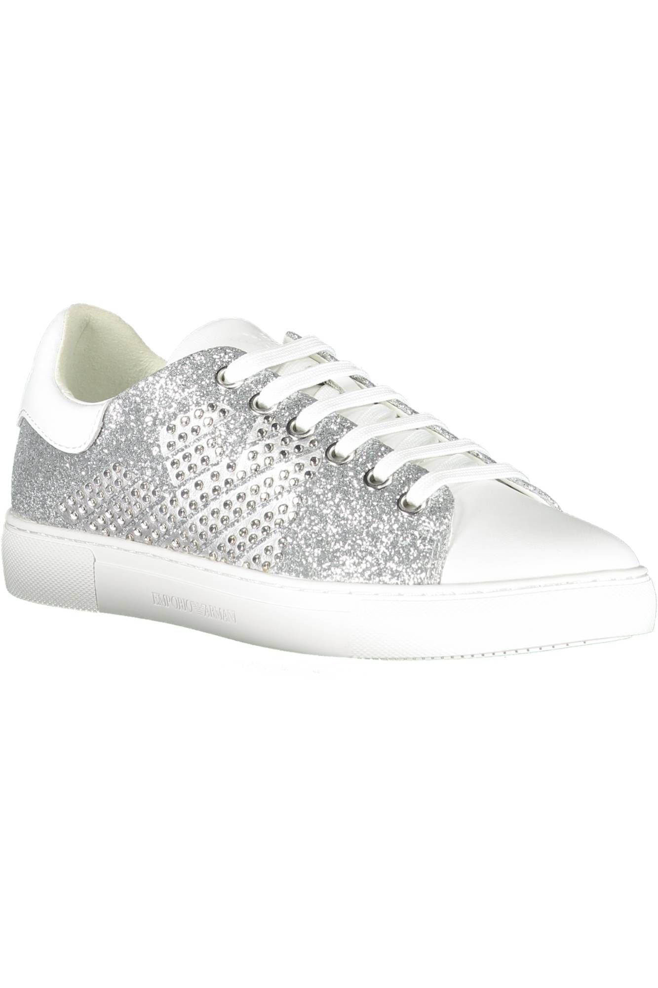 Elegant Silver Lace-up Sneakers with Logo Detail