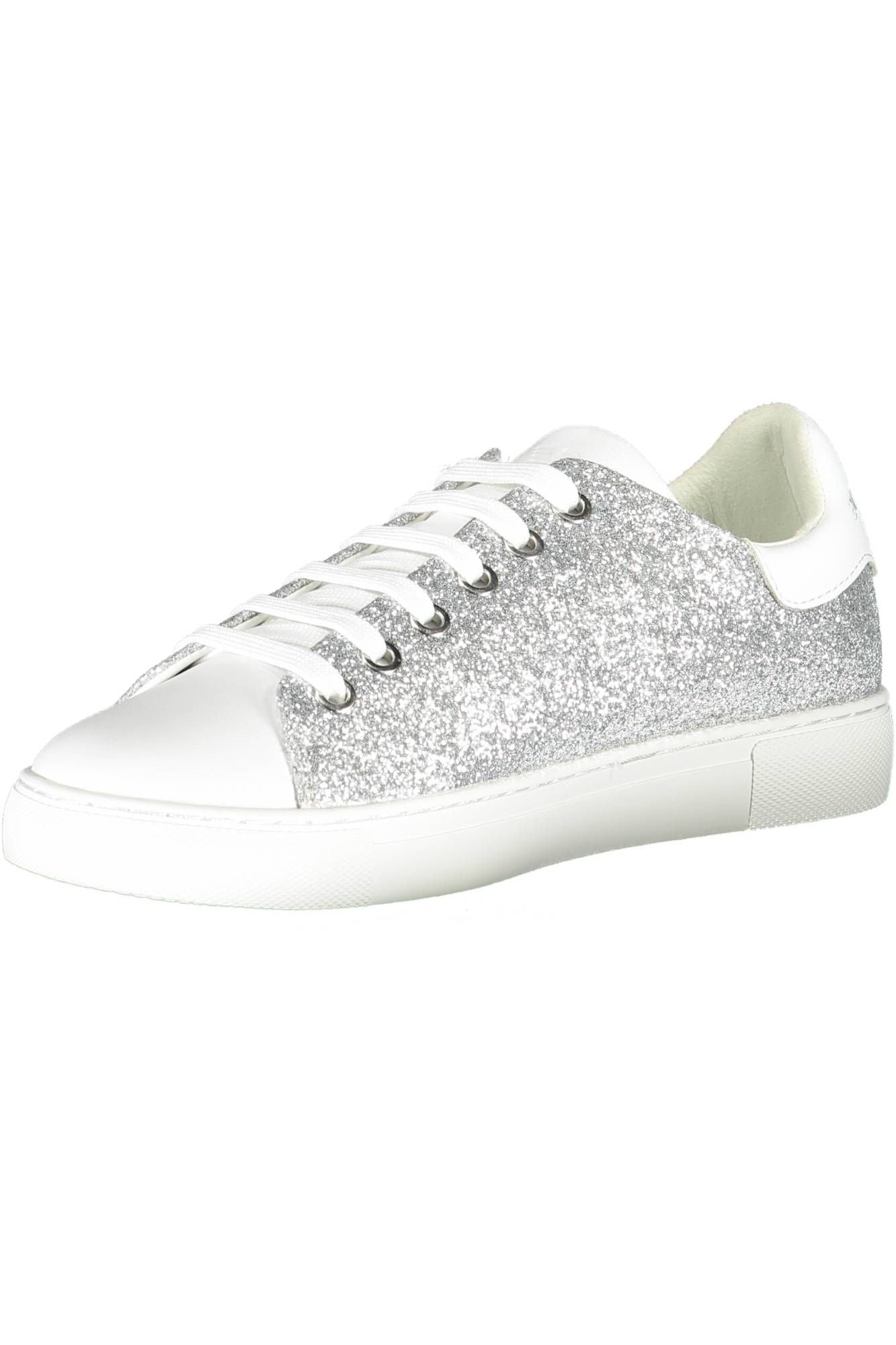 Elegant Silver Lace-up Sneakers with Logo Detail