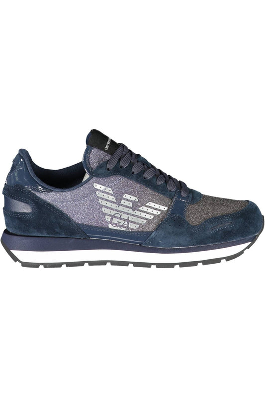 Chic Blue Lace-Up Sneakers with Contrasting Accents