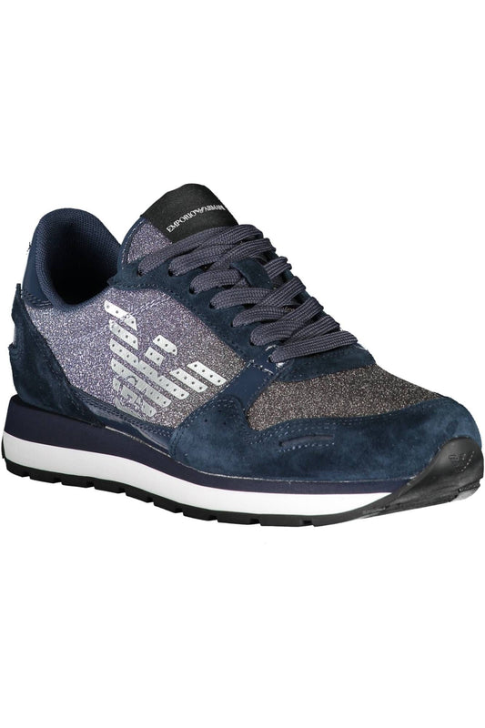 Chic Blue Lace-Up Sneakers with Contrasting Accents