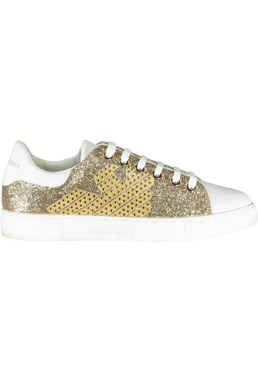 Chic Gold-Toned Lace-Up Sports Sneakers