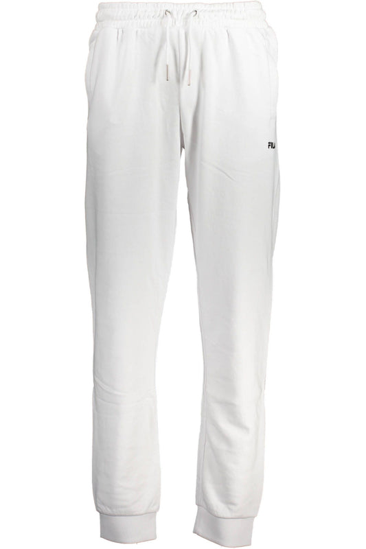 Chic White Embroidered Sports Trousers