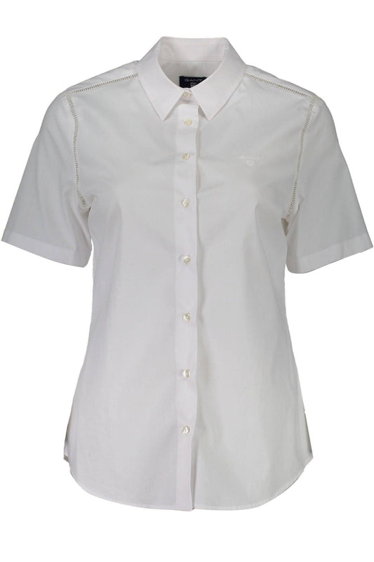 Chic Summer White Cotton Shirt with Italian Collar