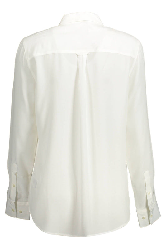 Chic White Long-Sleeved Shirt with Italian Collar