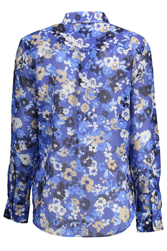 Elegant Silk Blend Blue Shirt with Italian Collar