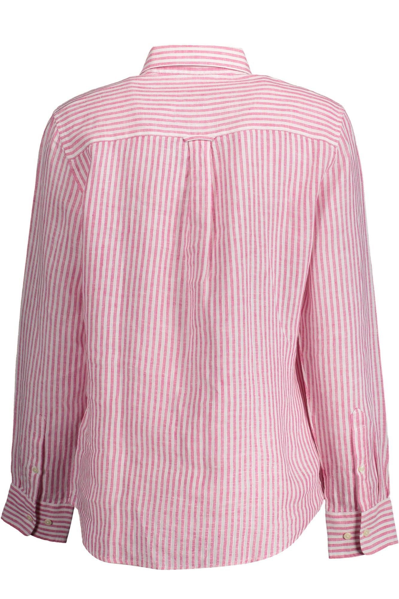 Elegant Linen Pink Long-Sleeved Shirt
