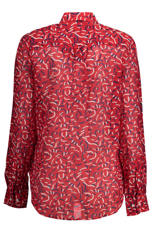 Elegant Red Silk Blend Long-Sleeved Shirt