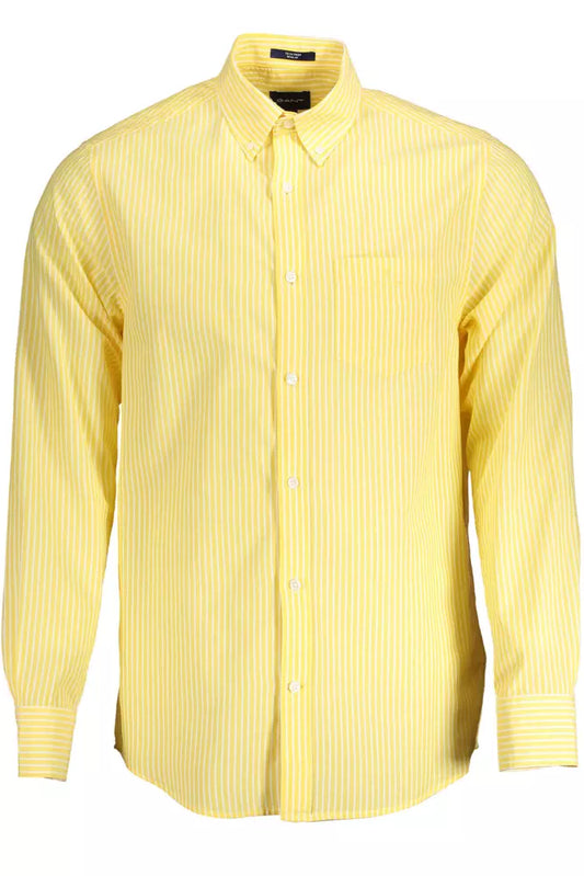 Elegant Yellow Long-Sleeved Button-Down Shirt