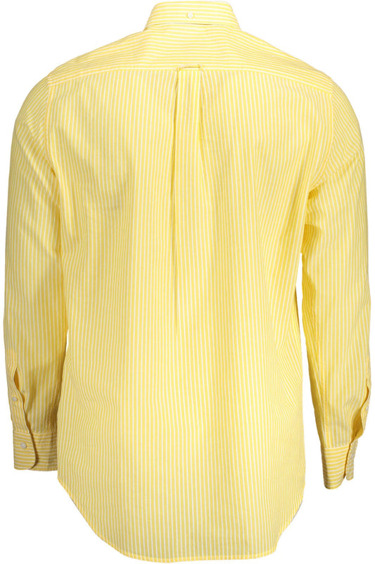 Elegant Yellow Cotton Button-Down Shirt