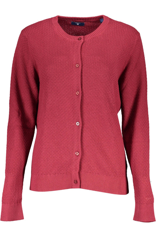Chic Red Long-Sleeve Buttoned Cardigan