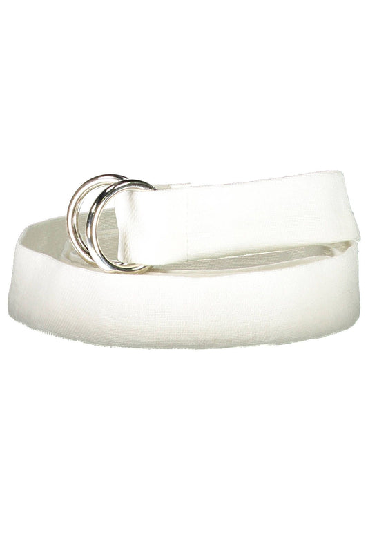 Elegant White Cotton Logo Belt