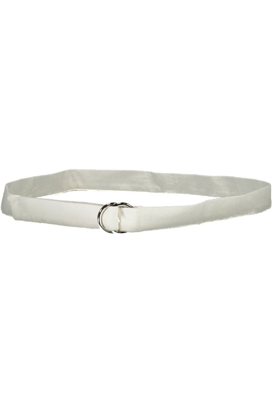 Elegant White Cotton Logo Belt