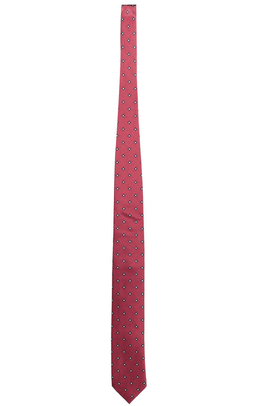 Elegant Red Silk Tie with Contrasting Details