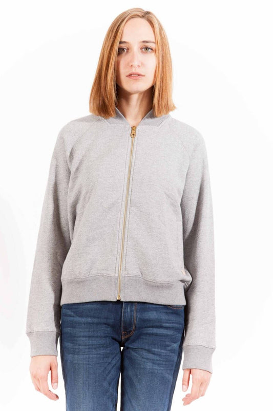 Chic Gray Zippered Cotton Sweatshirt