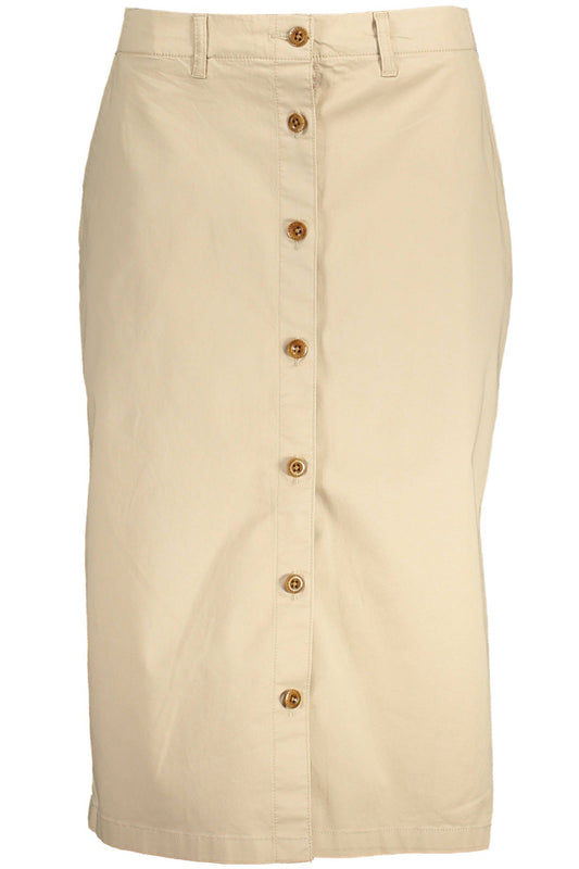 Beige Cotton Longuette Skirt with Logo