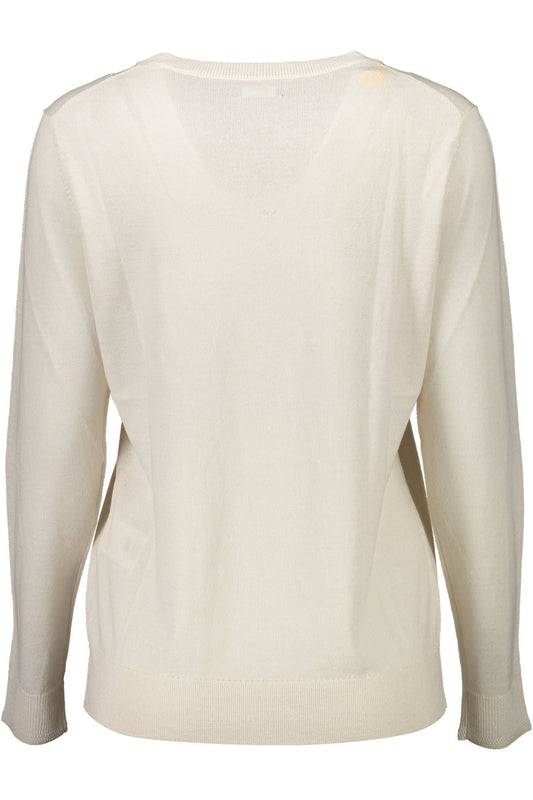 Elegant Beige Wool Sweater with Classic Logo