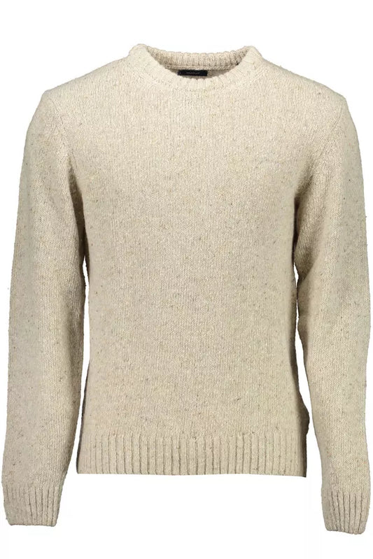 Beige Wool-Blend Logo Sweater