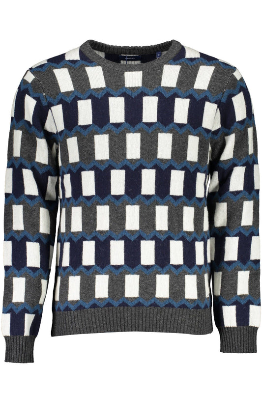 Chic Blue Wool Sweater with Classic Logo