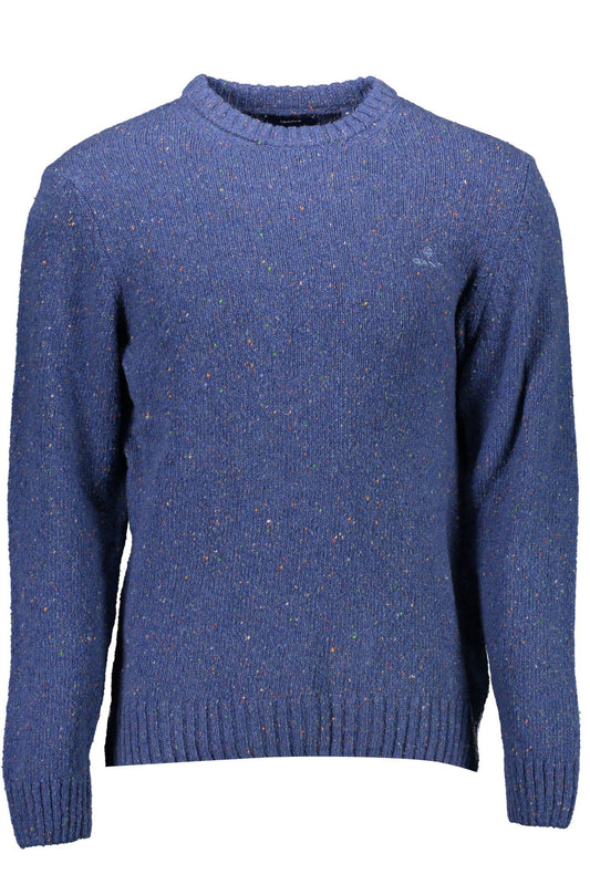 Classic Blue Wool Sweater with Logo