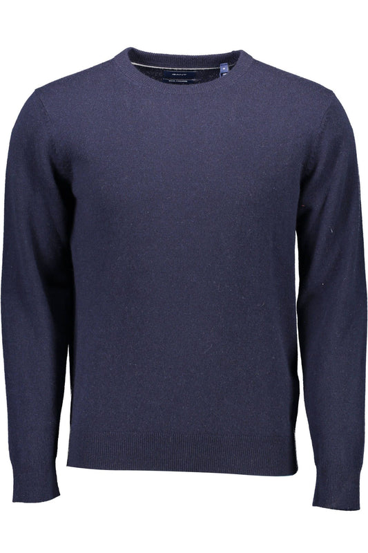 Elegant Blue Woolen Sweater with Classic Logo