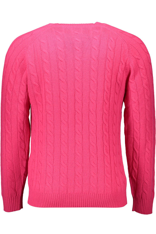 Elegant Pink Wool Sweater with Classic Logo