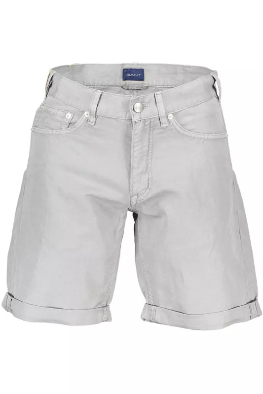 Elegant Gray Bermuda Cotton-Linen Shorts