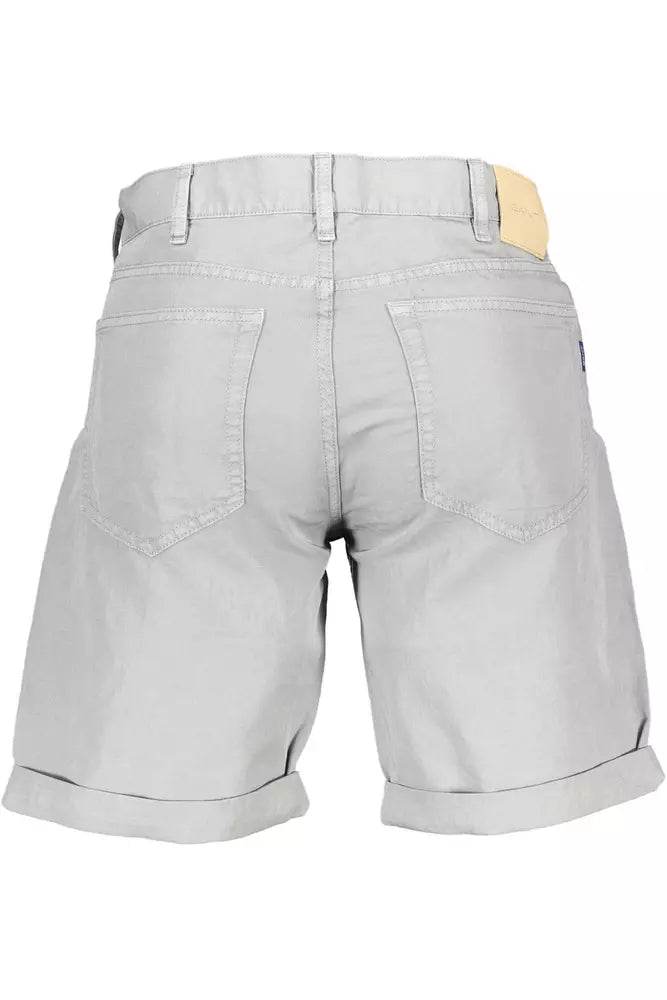 Elegant Gray Bermuda Cotton-Linen Shorts