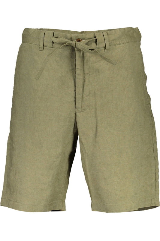 Chic Green Linen Bermuda Shorts