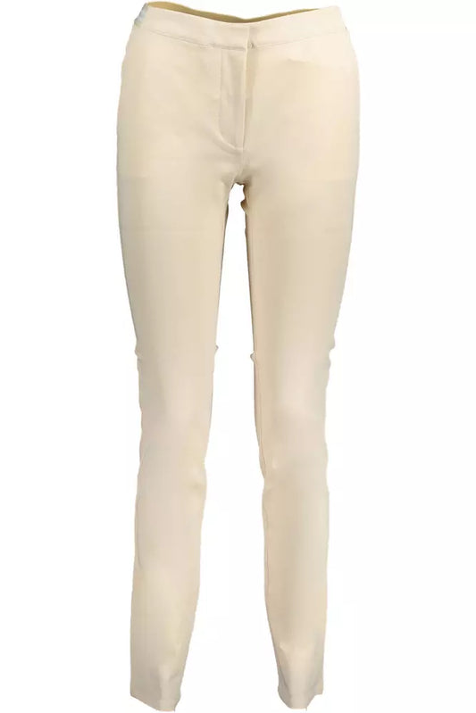 Elegant Beige Trousers with Contrast Details
