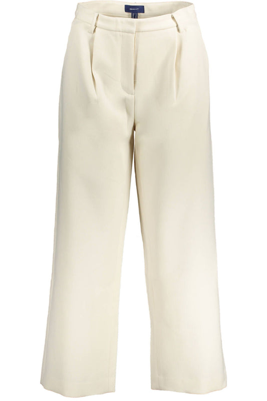 Chic Beige Trousers with Sleek Logo Detailing
