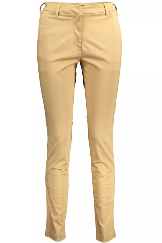Elegant Beige Slim-Fit Trousers with Logo