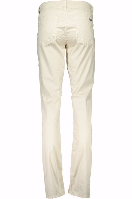 Chic Beige Narrow Leg Trousers with Logo Detail
